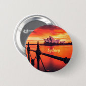 Sydney Australia Opernhaus Orange Sky Button (Vorne & Hinten)