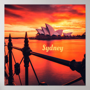 Sydney Australia Opernhaus Orange Sky Poster