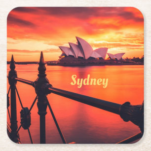 Sydney Australia Opernhaus Orange Sky Rechteckiger Pappuntersetzer