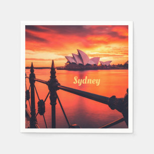 Sydney Australia Opernhaus Orange Sky Serviette