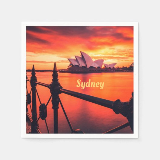 Sydney Australia Opernhaus Orange Sky Serviette (Vorderseite)
