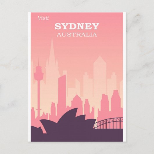 Sydney Australia Pink Vintage Travel Postkarte (Vorderseite)