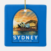 Sydney Australia Reisen Art Vintag Keramikornament (Rückseite)