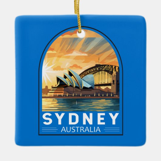 Sydney Australia Reisen Art Vintag Keramikornament (Vorderseite)