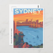 Sydney Australia Reisen Art Vintag Postkarte (Vorne/Hinten)