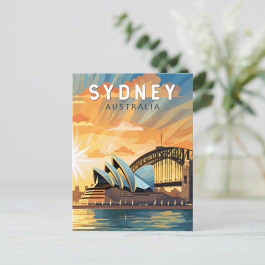 Sydney Australia Reisen Art Vintag Postkarte (Stehend Vorderseite)