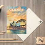 Sydney Australia Reisen Art Vintag Postkarte<br><div class="desc">Sydney Retro Vektor Reise Design. Sydney,  die Hauptstadt von New South Wales und eine der größten Städte Australiens,  ist bekannt für seine Hafenpromenade Sydney Opera House,  mit einem unverwechselbaren Segeldesign.</div>