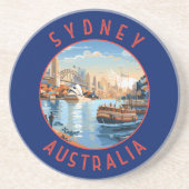 Sydney Australia Retro Distressed Circle Getränkeuntersetzer (Vorne)