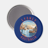 Sydney Australia Retro Distressed Circle Magnet (Vorderseite/Rückseite)