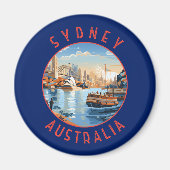 Sydney Australia Retro Distressed Circle Magnet (Vorne)