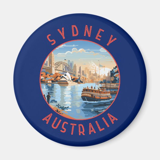 Sydney Australia Retro Distressed Circle Magnet (Vorne)