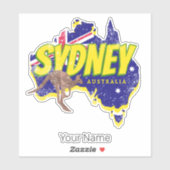 Sydney Australia Retro Kangaroo und Flag Vintag Aufkleber (Blatt)