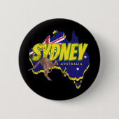 Sydney Australia Retro Kangaroo und Flag Vintag Button (Vorderseite)