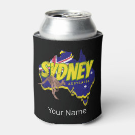 Sydney Australia Retro Kangaroo und Flag Vintag Dosenkühler
