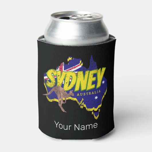 Sydney Australia Retro Kangaroo und Flag Vintag Dosenkühler (Kanne Vorderseite)