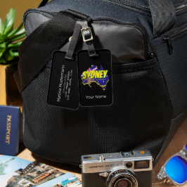 Sydney Australia Retro Kangaroo und Flag Vintag Gepäckanhänger