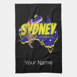 Sydney Australia Retro Kangaroo und Flag Vintag Geschirrtuch
