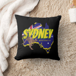 Sydney Australia Retro Kangaroo und Flag Vintag Kissen