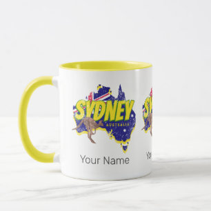 Sydney Australia Retro Kangaroo und Flag Vintag Tasse