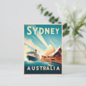 Sydney Australia Retro Travel Postkarte (Stehend Vorderseite)