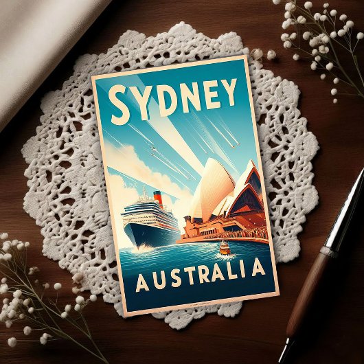 Sydney Australia Retro Travel Postkarte