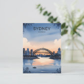 Sydney Australia Skyline Sunset Retro Travel Postkarte (Stehend Vorderseite)