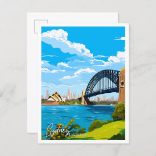Sydney Australia Vintage Illustration Postkarte