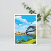 Sydney Australia Vintage Illustration Postkarte (Stehend Vorderseite)