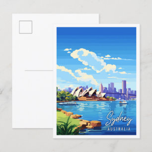 Sydney Australia Vintage Illustration Postkarte