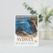 Sydney Australia Vintage Poster wiederhergestellt Postkarte (Stehend Vorderseite)