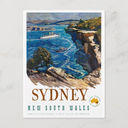 Sydney Australia Vintage Poster wiederhergestellt Postkarte (Vorderseite)