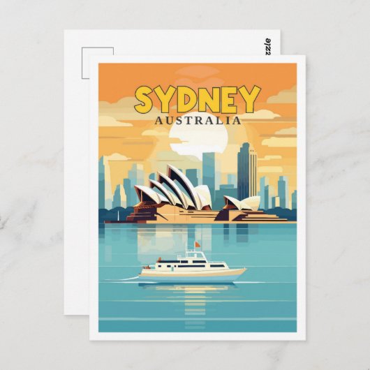 Sydney Australia Vintage Weekend Illustration Postkarte (Vorne/Hinten)