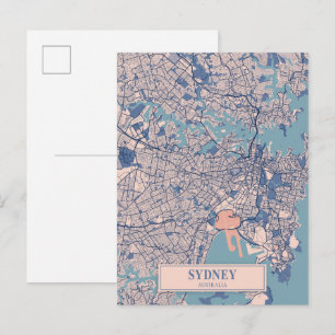 Sydney Australien Breezy Stadtplan Reise Postkarte