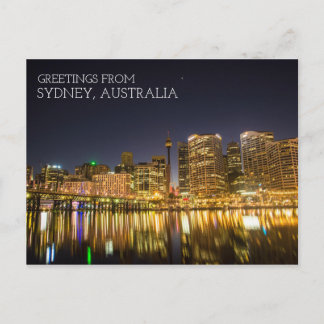 Sydney Australien Darling Harbour bei Nacht Postkarte