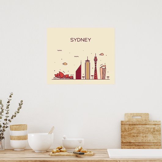 Sydney, Australien | Doodle Skyline Poster (Küche)