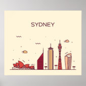 Sydney, Australien | Doodle Skyline Poster (Vorne)