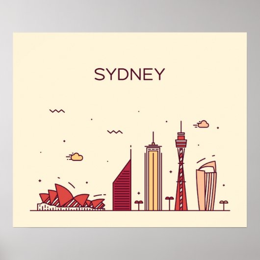 Sydney, Australien | Doodle Skyline Poster (Vorne)