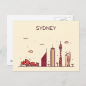 Sydney, Australien | Doodle Skyline Postkarte (Vorne/Hinten)