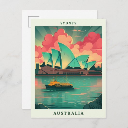Sydney Australien Elegante Art Vintage Postkarte (Vorne/Hinten)