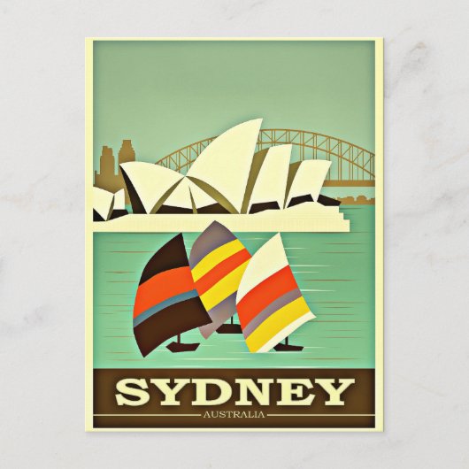 Sydney, Australien, Jahrgangsreise Postkarte (Vorderseite)