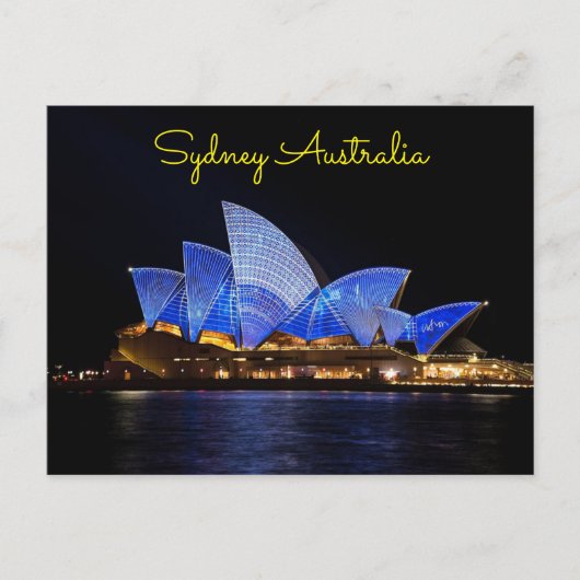 Sydney Australien Nachtzeit Postkarte (Vorderseite)