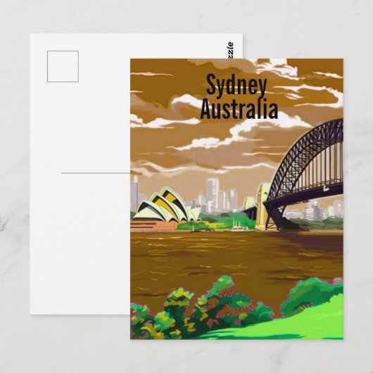 Sydney Australien Reise Postkarten Kunst, Australi (Vorne/Hinten)