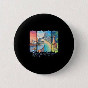 Sydney Australien Reise Trip Brushstroke Souvenir Button