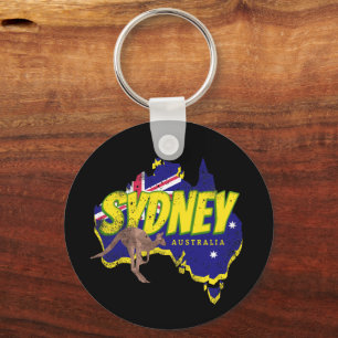 Sydney Australien Retro Känguru Und Flagge Vintage Schlüsselanhänger