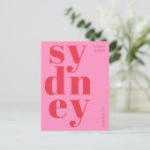 Sydney Australien Rosa Typografie Postkarte (Stehend Vorderseite)