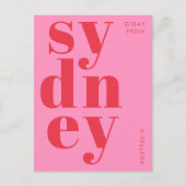 Sydney Australien Rosa Typografie Postkarte (Vorderseite)