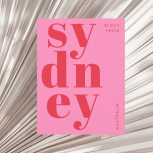 Sydney Australien Rosa Typografie Postkarte