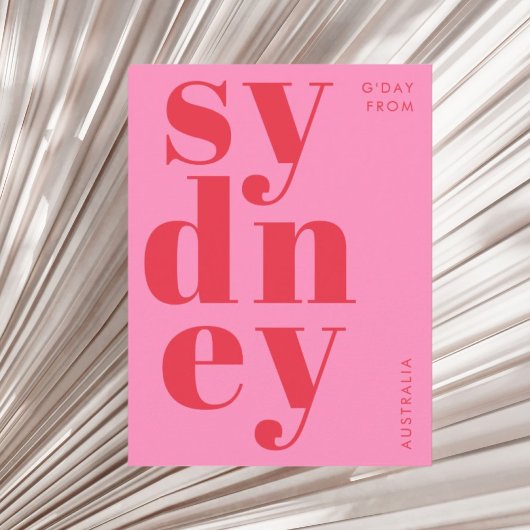 Sydney Australien Rosa Typografie Postkarte