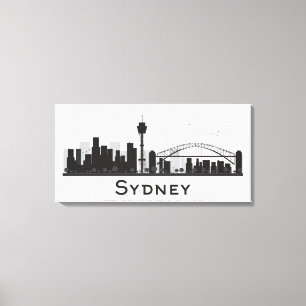 Sydney, Australien Schwarz-Weiß-City-Skyline Leinwanddruck