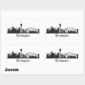 Sydney, Australien | Schwarz-Weiß-City-Skyline Rechteckiger Aufkleber (Blatt)